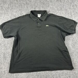 Lacoste Polo Shirt Mens 4XL Black Solid Cotton Croc Logo Short Sleeve Top